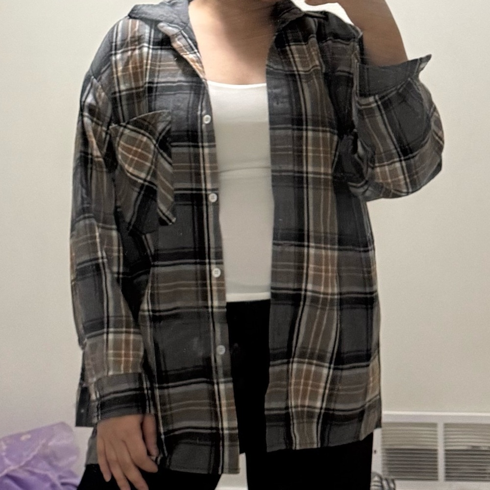SHEIN Oversized Plaid Flannel Shirt - Picture 9 of 10